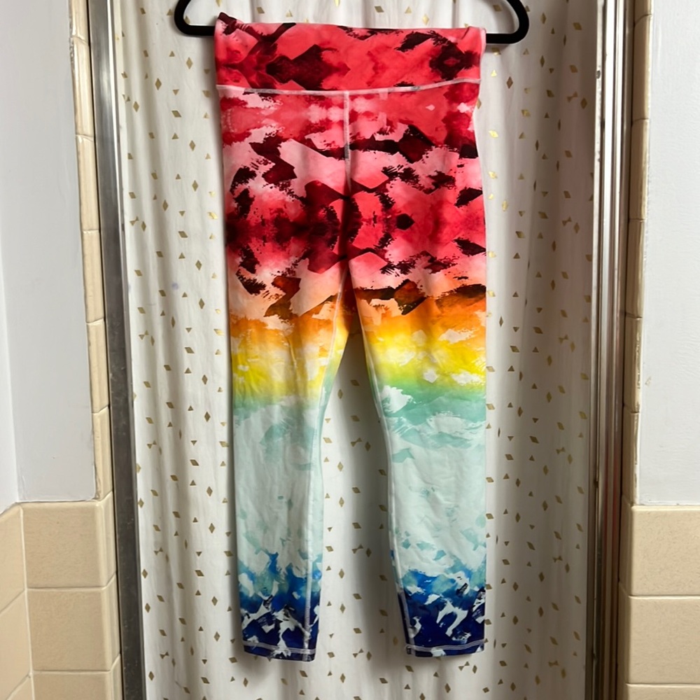 Rainbow high waisted Fabletics leggings M